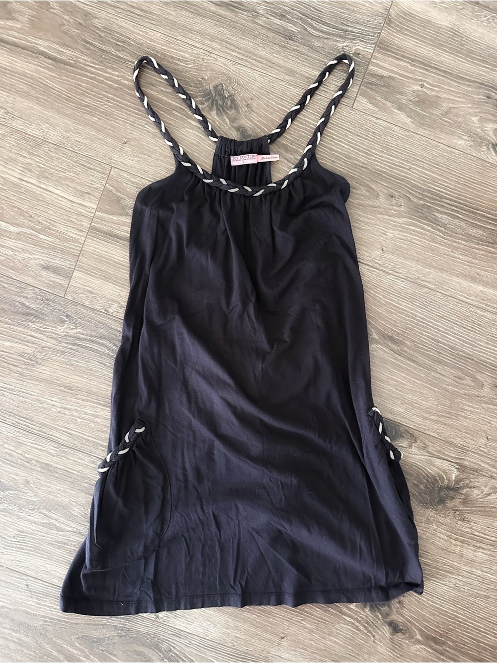 Vintage Juicy Couture Black Mini Dress with Braided Straps